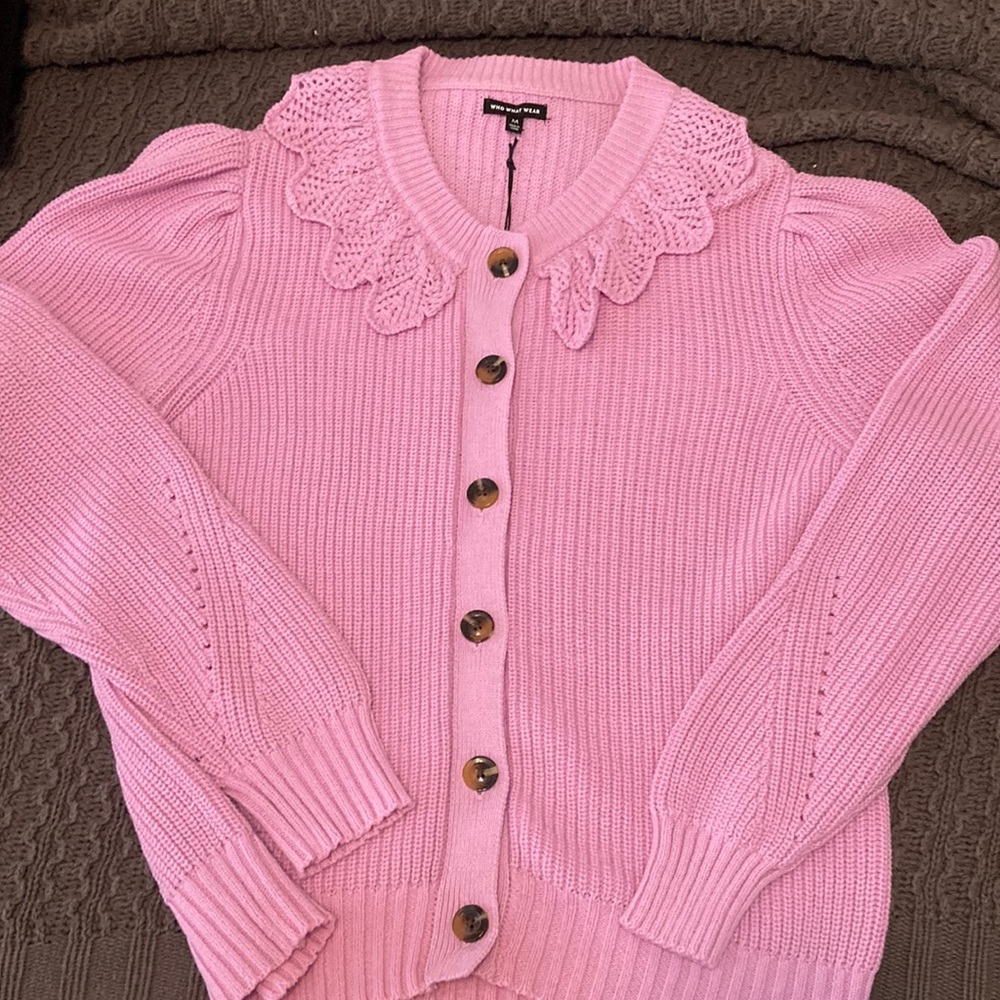 Orchid Bouquet Sweater w/knitted collar